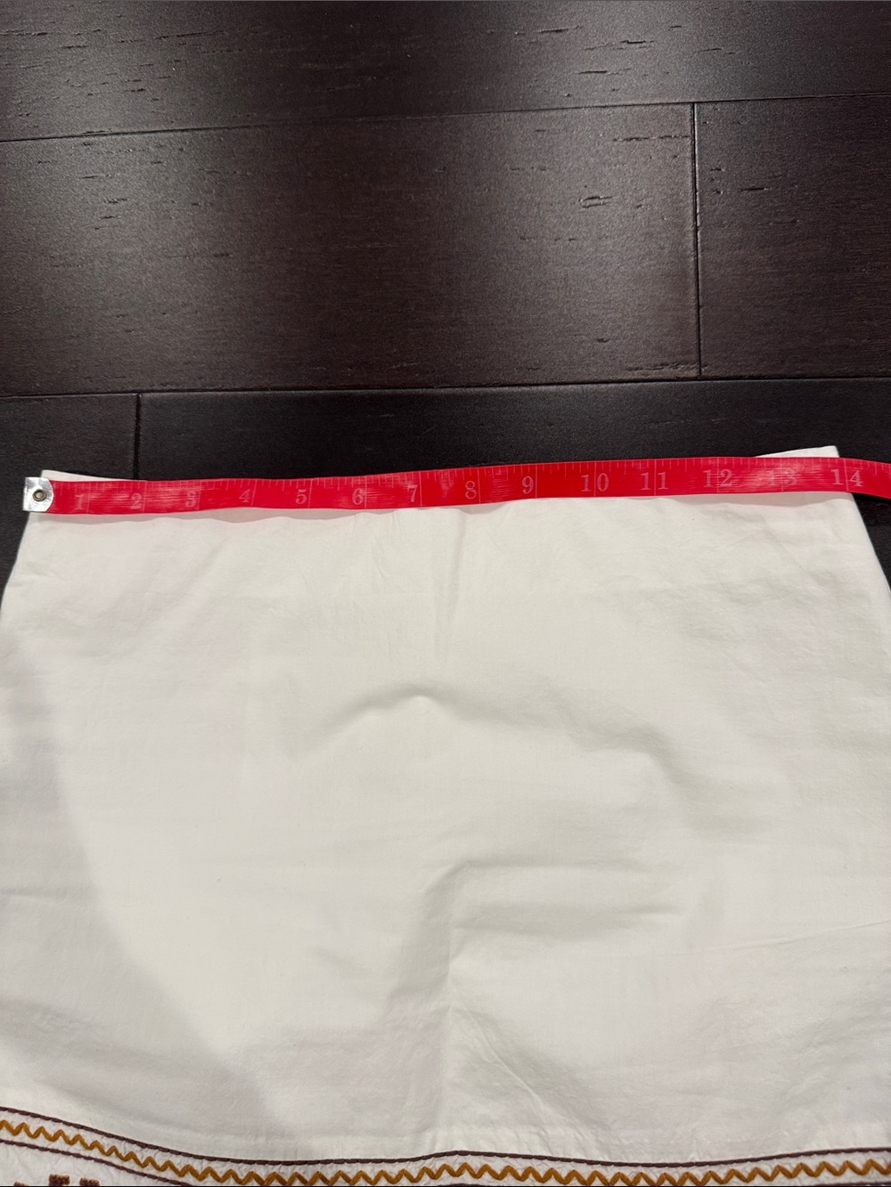 White Embroidered A-Line Skirt with Brown Pattern - Picture 3 of 3